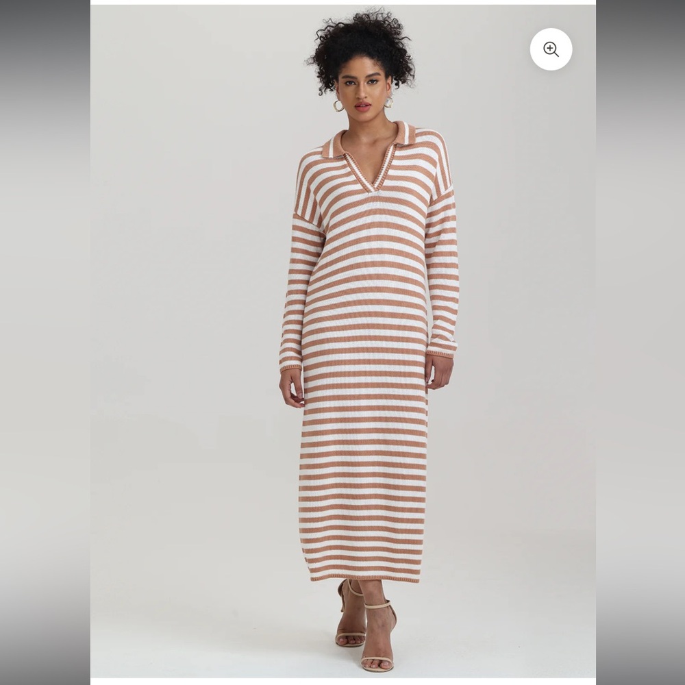 525 America RAYA: STRIPE POLO DRESS, size Medium